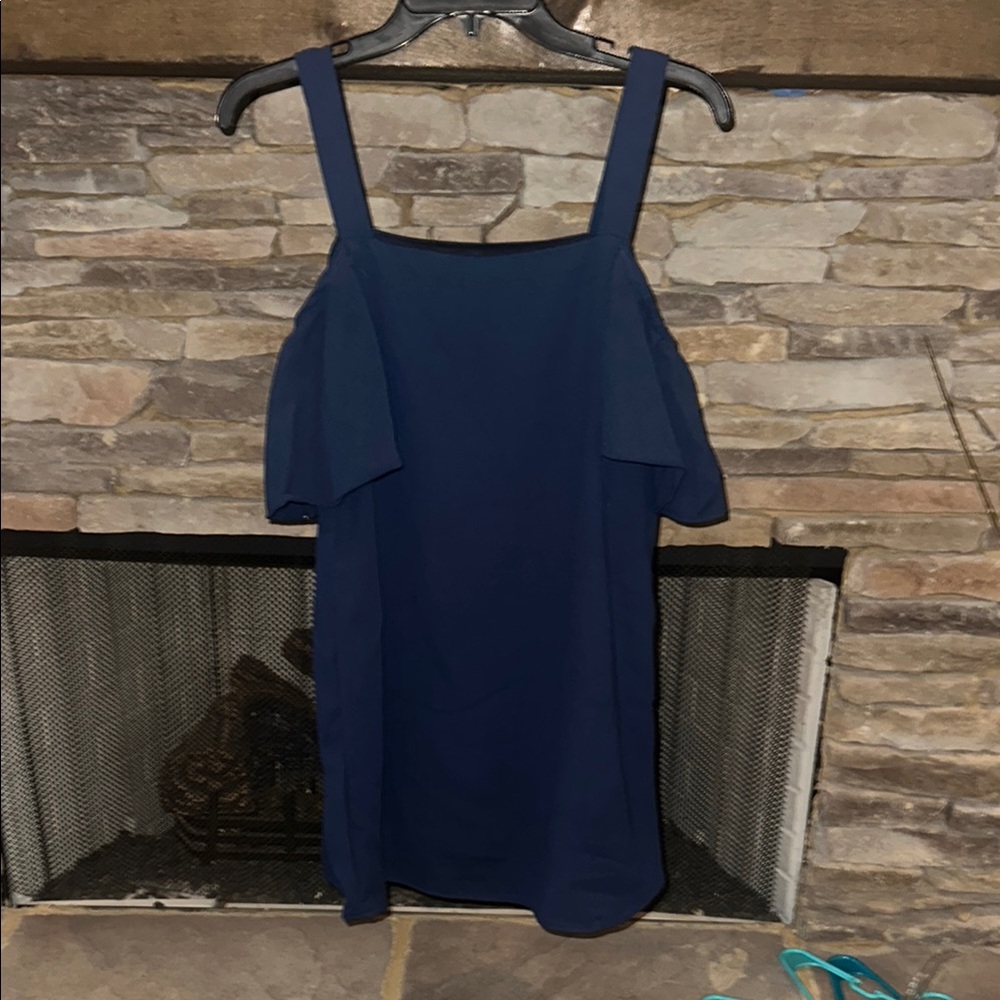 New Look Blue Sheath Mini Dress Sleeveless Square Neck